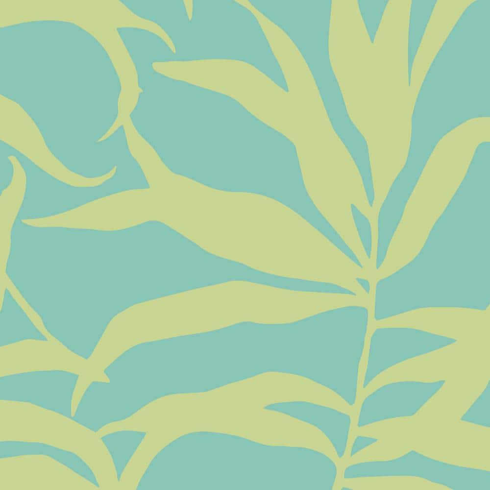 Tropical Palm Leaves Solid Lime Mint Peel and Stick Smooth Vinyl Wallpaper