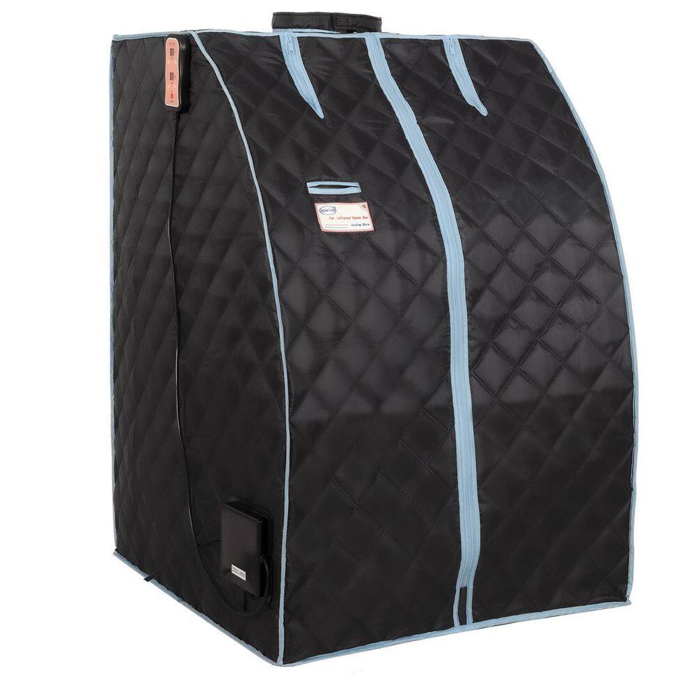 1-Person Indoor Portable Folding Half Body Black Infrared Sauna Tent for Sp