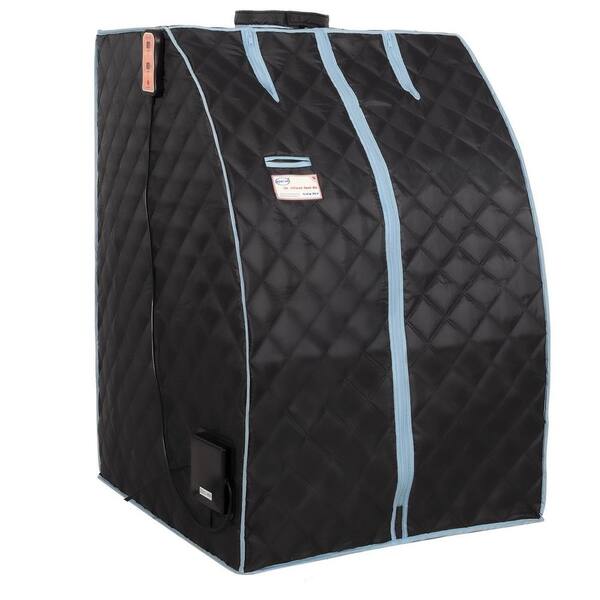 Unbranded 1-Person Indoor Portable Folding Half Body Black Infrared Sauna Tent for Spa with Infrared Panel Folding Chair