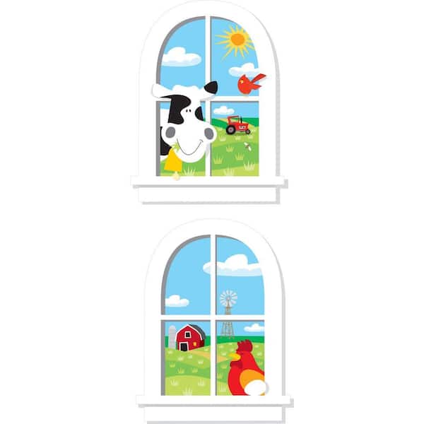 RoomMates 32 in. x 25 in. Down on the Farm Peel & Stick Window Decal-DISCONTINUED