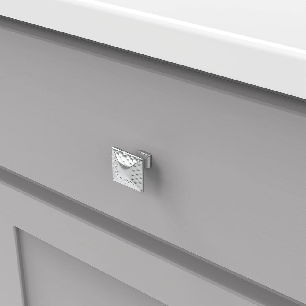 Chrome Square Modern Cabinet Knob with Mounting Hardware