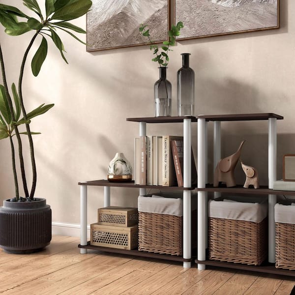 Quincy 30.1 in. Tall Espresso Engineered Wood 5-Shelf Modular Bookcase With Support Rods