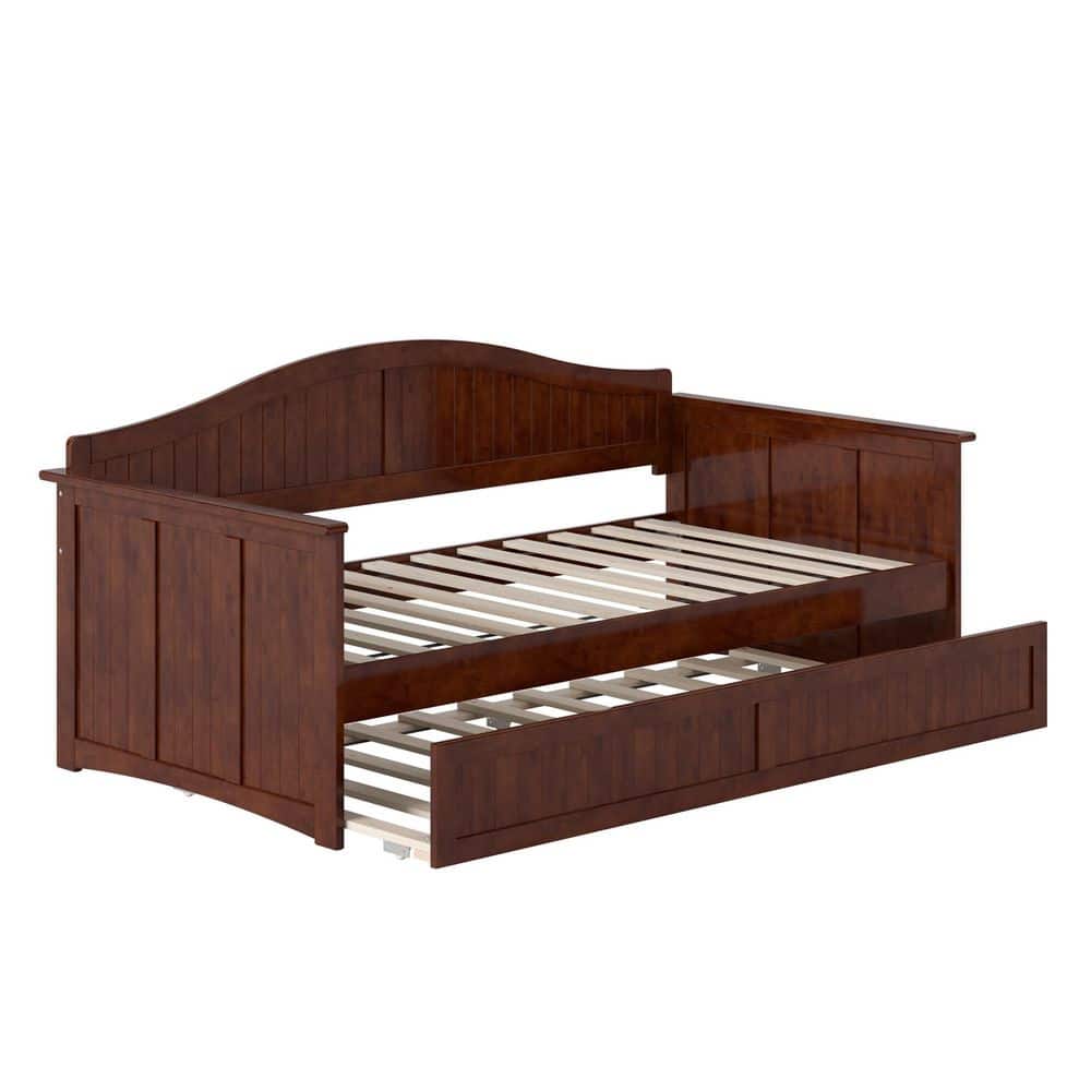 Nantucket Walnut Twin Wood Daybed with Trundle and Drawer