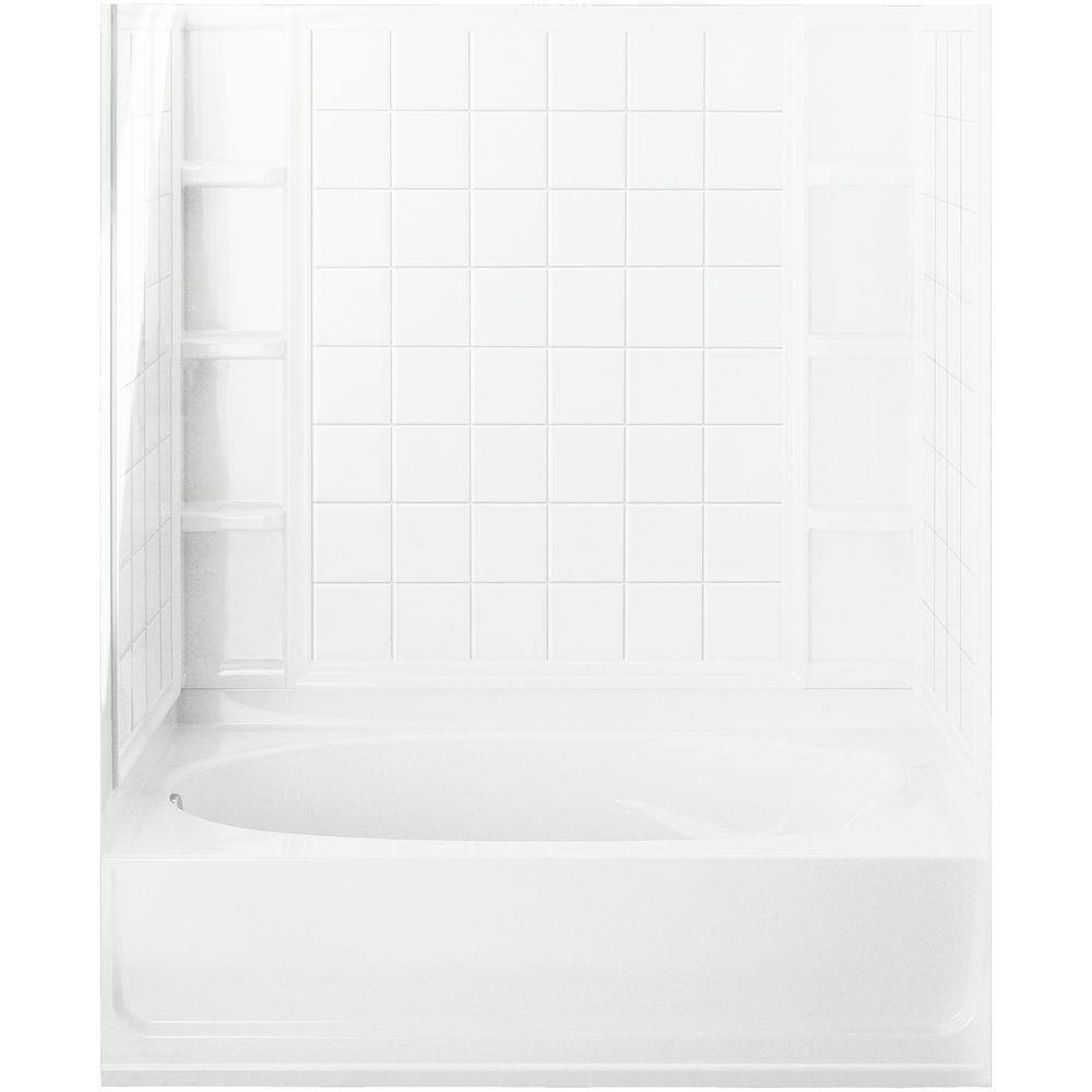 Ensemble 42 in. x 60 in. x 73-1/4 in. Bath and Shower Kit Left Drain in ...