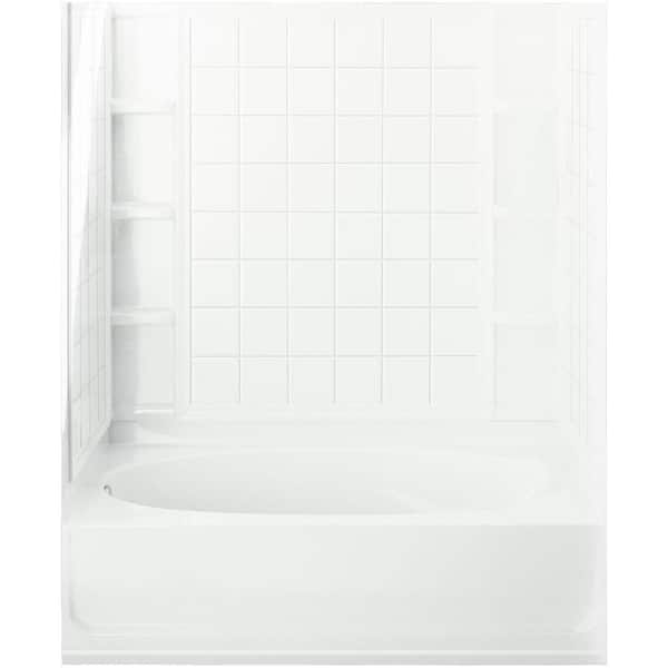 Left Drain In White With Backer Boards, Bathtub And Shower Combo Kits