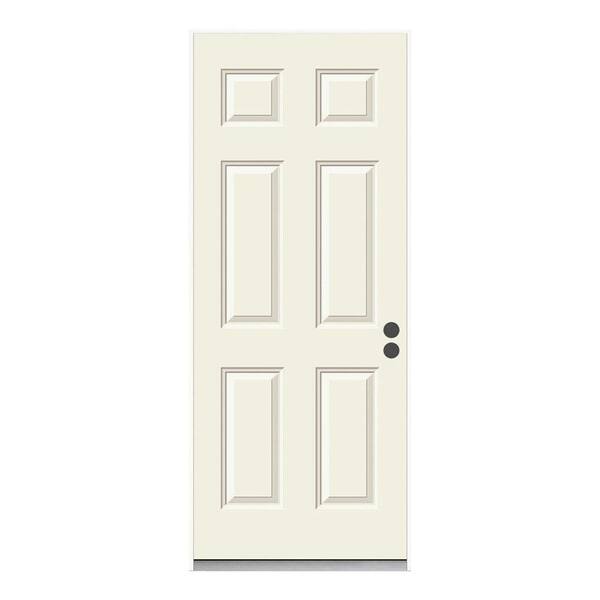 JELD-WEN 32 in. x 80 in. 6-Panel Primed Steel Prehung Left-Hand Inswing Front Door