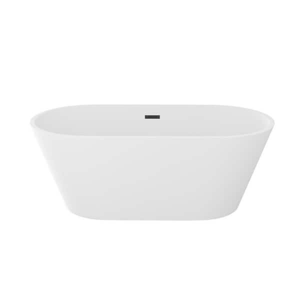 Freestanding 59 in. x 29.5 in. Soaking Bathtub with Center Drain in Gloss Finish