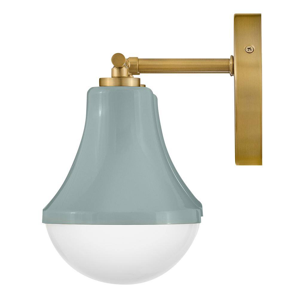 Seafoam and Brass 2-Light Dimmable Outdoor Vanity Light