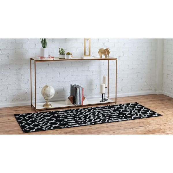 Moroccan Trellis Black 2 ft. x 6 ft. 7 in. Runner Rug