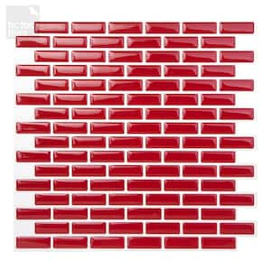 Brick Red 10 in. W x 10 in. H Peel and Stick Self-Adhesive Mosaic Wall Backsplash Tiles (10-Tiles)