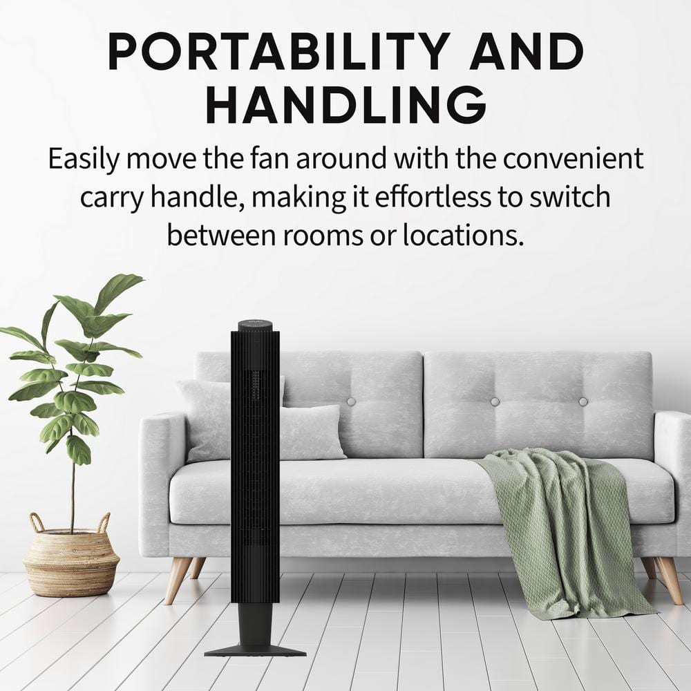 EVO 42" Black Wi-Fi Remote Controlled Tower Fan