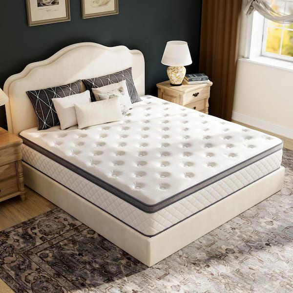 King Medium Hybrid Bamboo Charcoal Memory Foam 10 in. Pocket Spring Pillow Top Support and Breathable Mattress