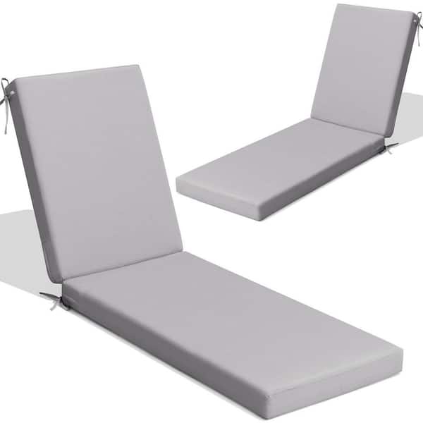 80 in. x 23 in. Outdoor Chaise lounge Polyester Cushion in Light Gray (2-Pack)