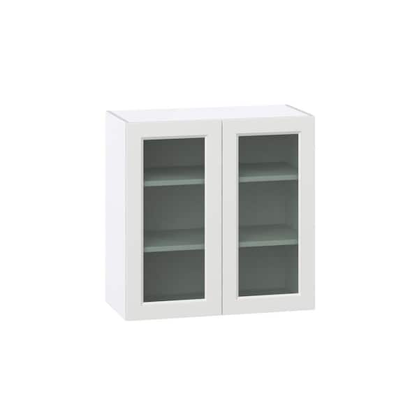 J COLLECTION Laramie 30 in. W x 14 in. D x 30 in. H Assembled Glass Door Specialty Wall Kitchen Cabinet in Painted Bright White