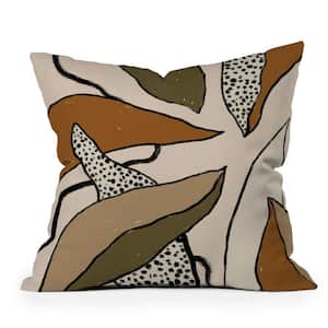 Beige Alisa Galitsyna Patterned Tropical Leaves 18 in. x 18 in. Throw Pillow