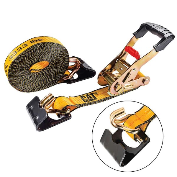 CAT 27 ft. Heavy-Duty Ratcheting 3333 lbs. Truck Tie Down Straps 2-in-1 Hook  980070N - The Home Depot