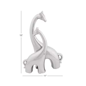 5 in. x 15 in. Silver Ceramic Giraffe Sculpture