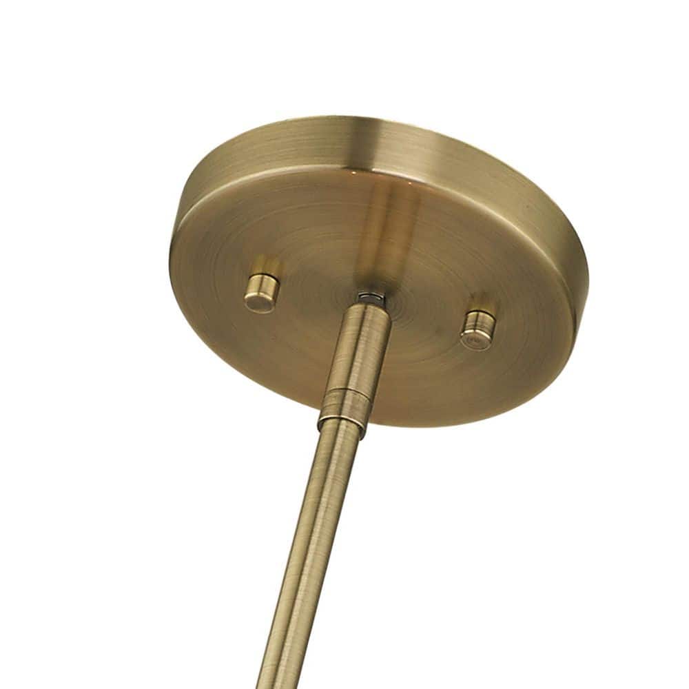 Antique Brass 4-Light Drum Chandelier with Oatmeal Shade