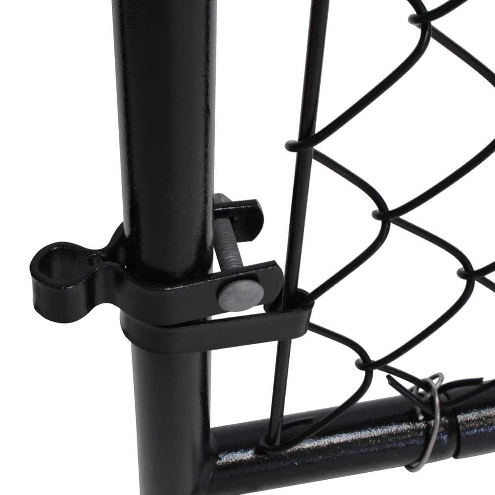 Black Adjustable Chain Link Walk-Thru Gate Kit with Steel Frame