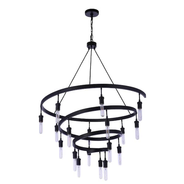 CRAFTMADE Tranquil 18-Light Flat Black Finish Transitional Chandelier for Kitchen/Dining/Foyer, No Bulbs Included
