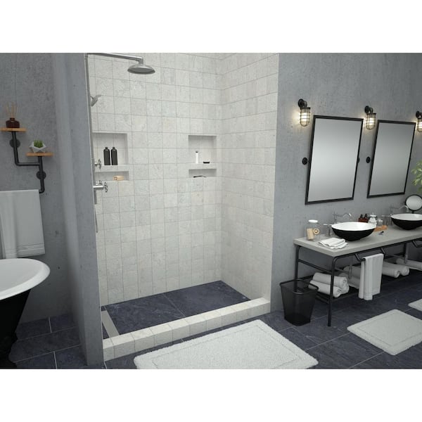 Redi Trench 34 in. x 60 in. Single Threshold Shower Base with Left Drain and Solid Brushed Nickel Trench Grate