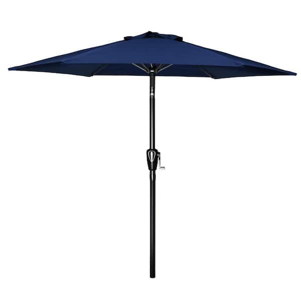 cenadinz 7.5 ft. x 7.2 ft. H Stainless Steel Market Patio Umbrella in Dark Blue