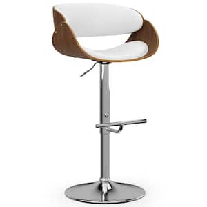 Amery Faux Leather Swivel Chair in White Adjustable Bar Stool
