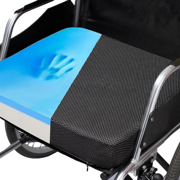 Gel-Infused Memory Foam Cushion, Breathable Removable Cover, Non-Slip Base and Tailbone Pressure Relief for Wheelchair