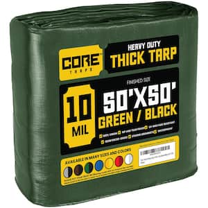 50 ft. x 50 ft. Green/Black 10 Mil Heavy Duty Polyethylene Tarp, Waterproof, UV Resistant, Rip and Tear Proof