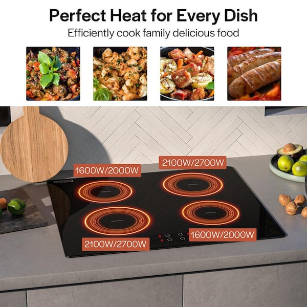 24 in. Built-in Electric Induction Modular Cooktop in Black with 4 Elements including Power Burners