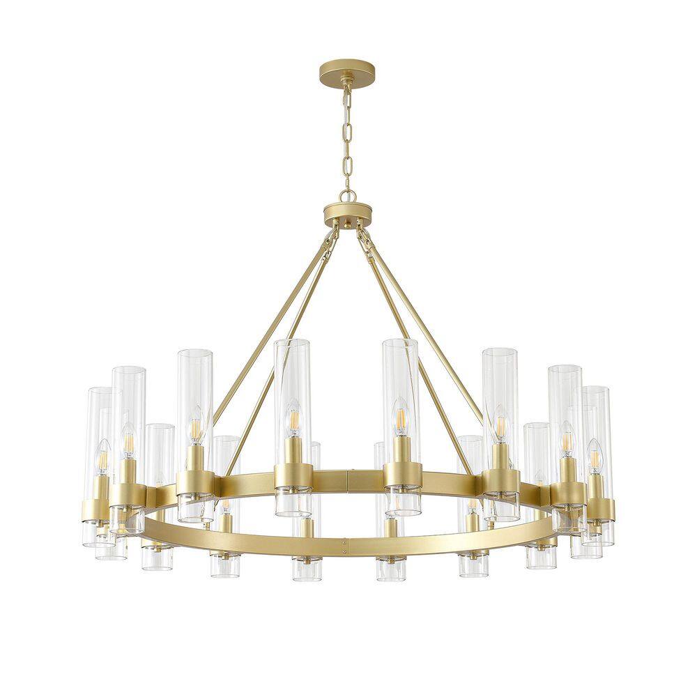 Modern 16-Light Gold Wagon Wheel Chandelier with Clear Glass Shade price history on PriceWatchPro