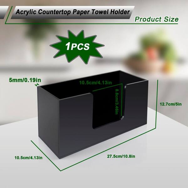 Anqtovp Countertop Mount Black Acrylic Paper Towel Holder