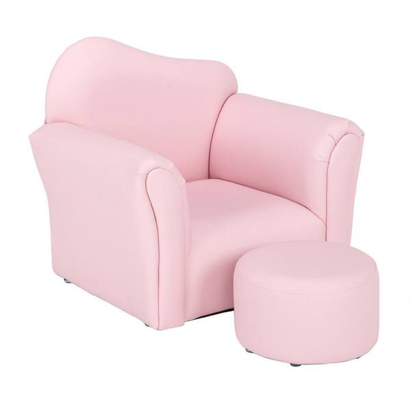 Sofa Pink Pvc Armchair Single, Toddler Pink Leather Chair And Ottoman