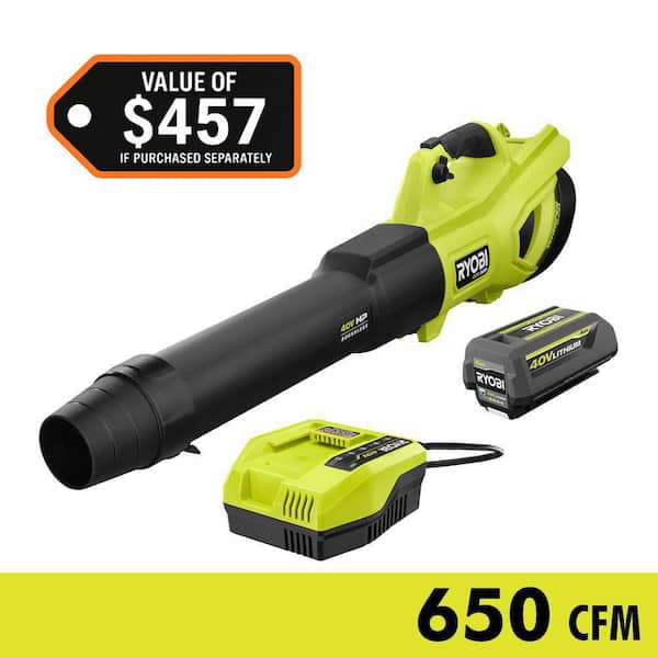 40V HP Brushless Whisper Series 160 MPH 650 CFM Cordless Battery Leaf Blower with 4.0 Ah Battery and Charger