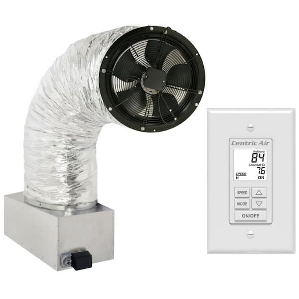 CENTRIC AIR 3.4W Whole House Fan 3242 CFM (HVI-916 Certified Airflow Rating) 2-Speed Wall Switch with Timer/Temp Control R50 Damper