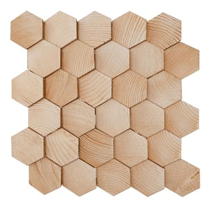 11-7/8 in. W x 11-7/8 in. H x-1/2 in. P Small Honeycomb Wood Mosaic Wall Tile, Pine