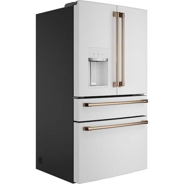 27.8 cu. ft. Smart 4- Door French Door Refrigerator with Convertible Middle Drawer in Matte White, Autofill Dispenser