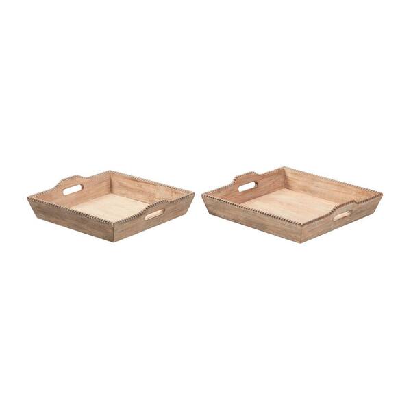Home Decorators Collection Natural Wood Decorative Rectangle Tray (Set ...