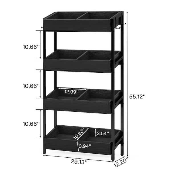 BYBLIGHT Eulas 2CPS Black 29.13 in. 4-Tier Display Cabinet
