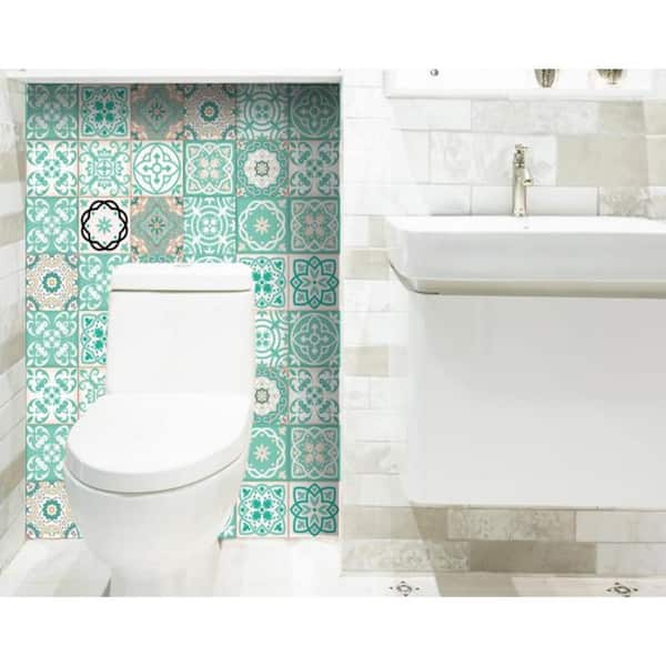 HomeRoots Amelia Green 4 in. x 4 in. Vinyl Peel and Stick Tile (2.67 sq. ft./Pack)
