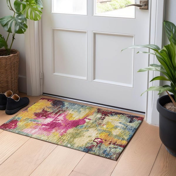 Chantille Machine Washable Indoor/Outdoor Abstract ACN1738 Garnet 2 ft. x 3 ft. Accent Rug