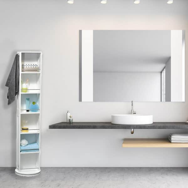 Bathroom Storage Corner Vanity Cabinet Space Saver Rotating