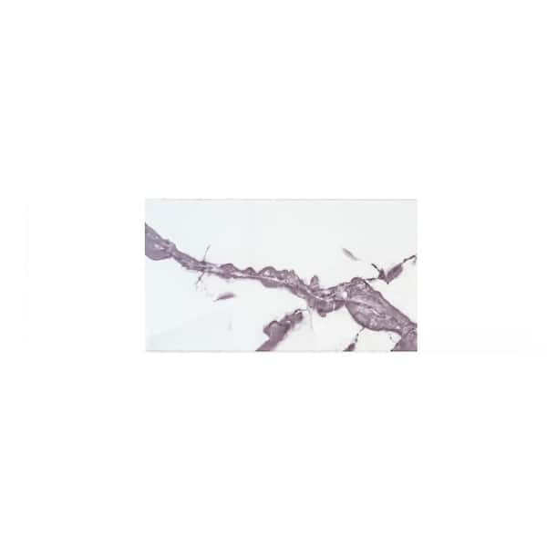 Take Home Tile Sample - Glossy Lilac White 4 in. x 6 in. Glossy Subway Ceramic
