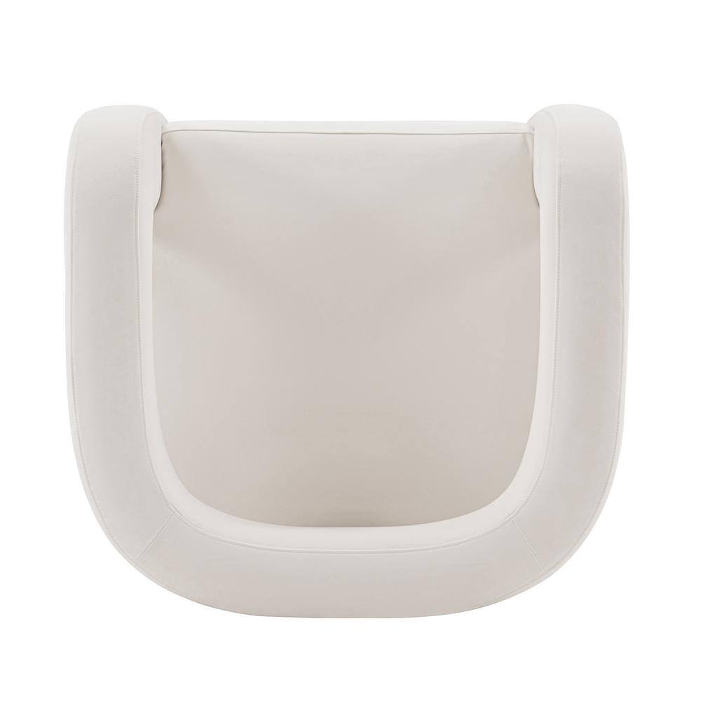 White Velvet Geometric Accent Chair with Gold Legs