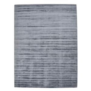 Milo Contemporary Solid Steel 9 ft. x 12 ft. Hand-Knotted Area Rug