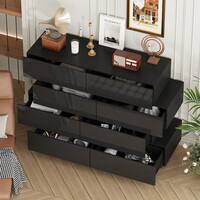 FUFU&GAGA 50.6 in. W High Gloss Black Wood 8-Drawer Chest of Drawers Storage Cabinet Modern Style, 16.2 in. D x 39.2 in. H KF260131-02