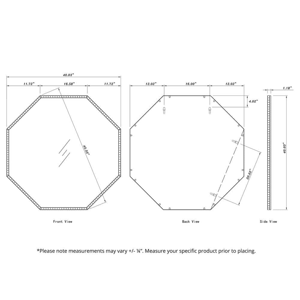 Matte Graphite Industrial Octagonal 38" Wall Mirror