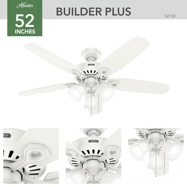 Hunter Builder 52 in. Indoor Fresh White Ceiling Fan with Light 