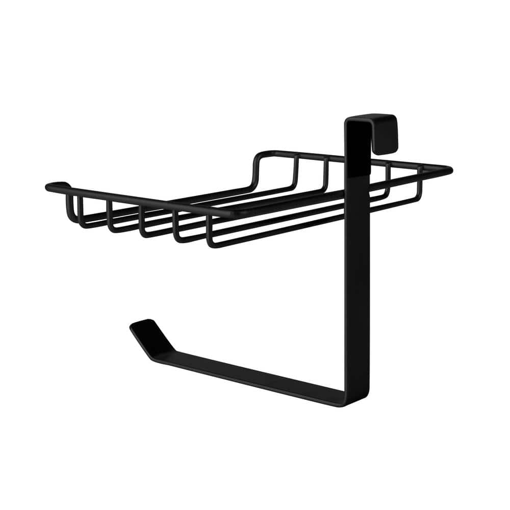 Matte Black Over-the-Tank Toilet Paper Holder with Shelf