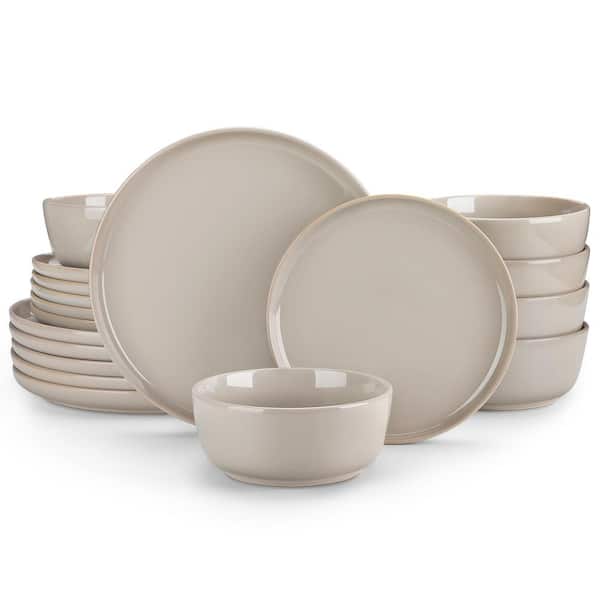 18-Piece Gray Stoneware Dinnerware Set (Service for 6) Dining Set with Dinner Plates Dessert Plates and Cereal Bowls